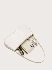 Crocodile Embossed Bag - White - View 6