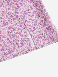 SHEIN Ditsy Floral Split Hem Skirt - Multicolor - View 4