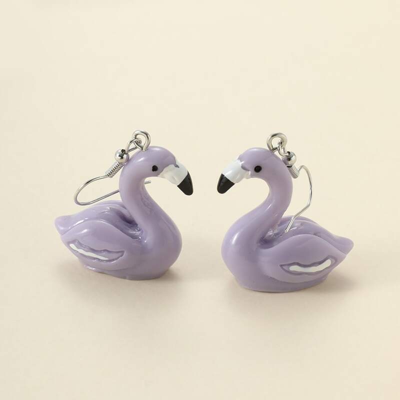 

Flamingo Drop Earrings, Purple