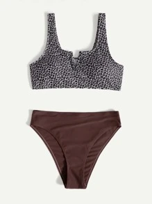 Leopard V Wired Bikini For Summer Beach Vacation - Multicolor - View 1
