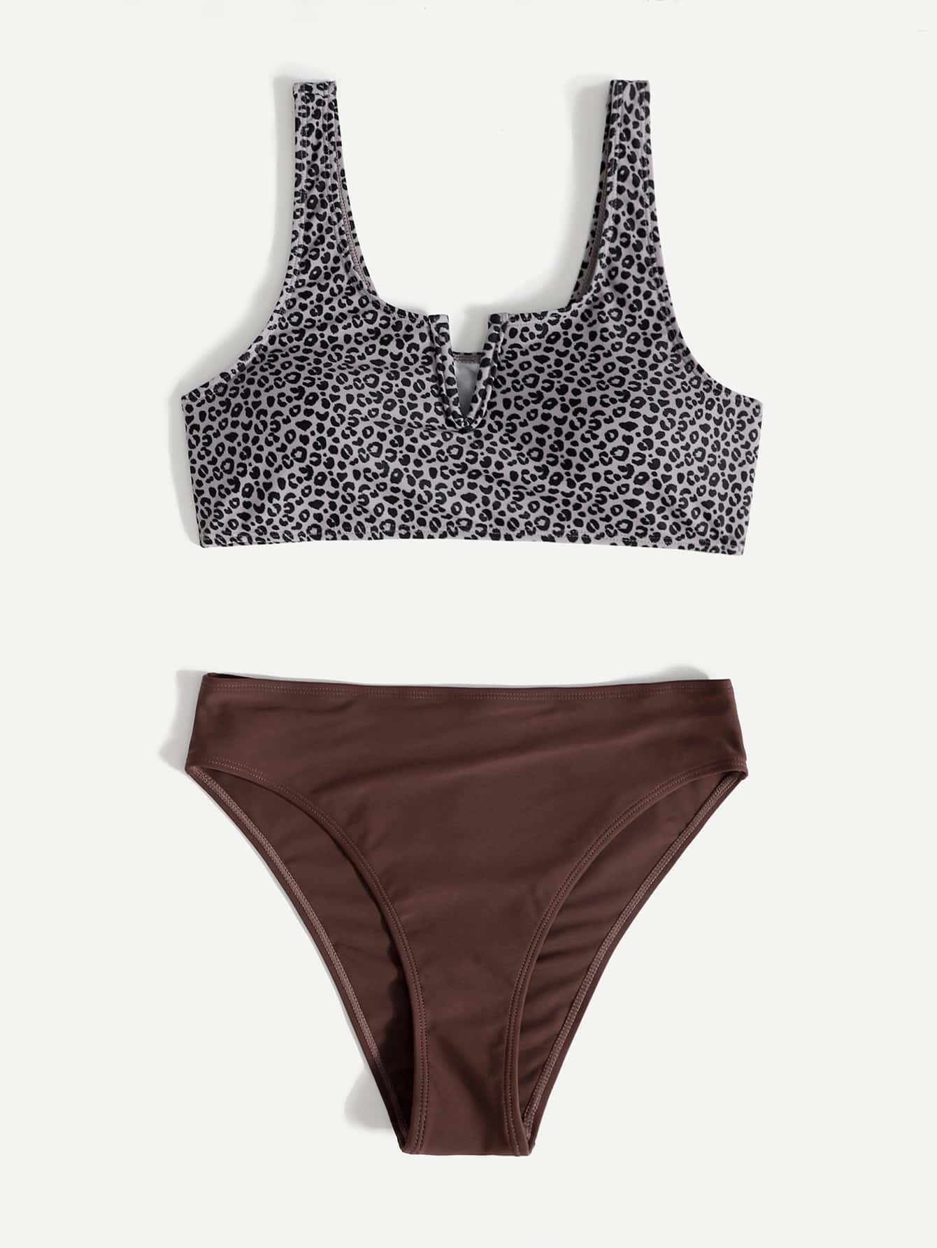 Leopard V Wired Bikini For Summer Beach Vacation - Multicolor - View 1