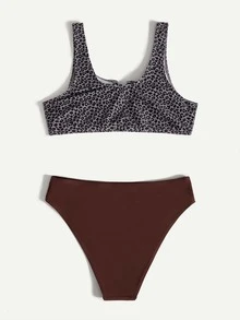 Leopard V Wired Bikini For Summer Beach Vacation - Multicolor - View 2