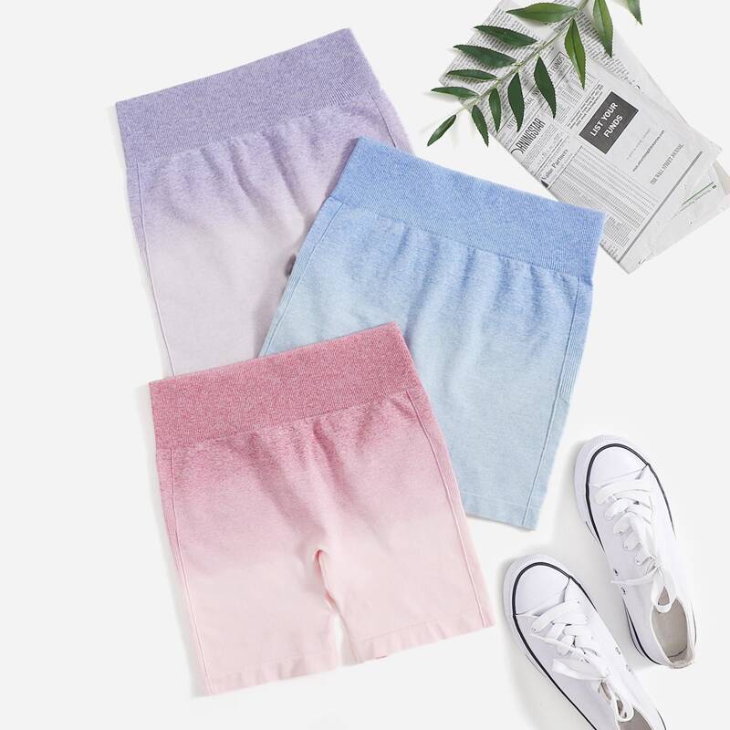 

3pc Ombre Wide Waistband Sports Biker Shorts Set, Multicolor