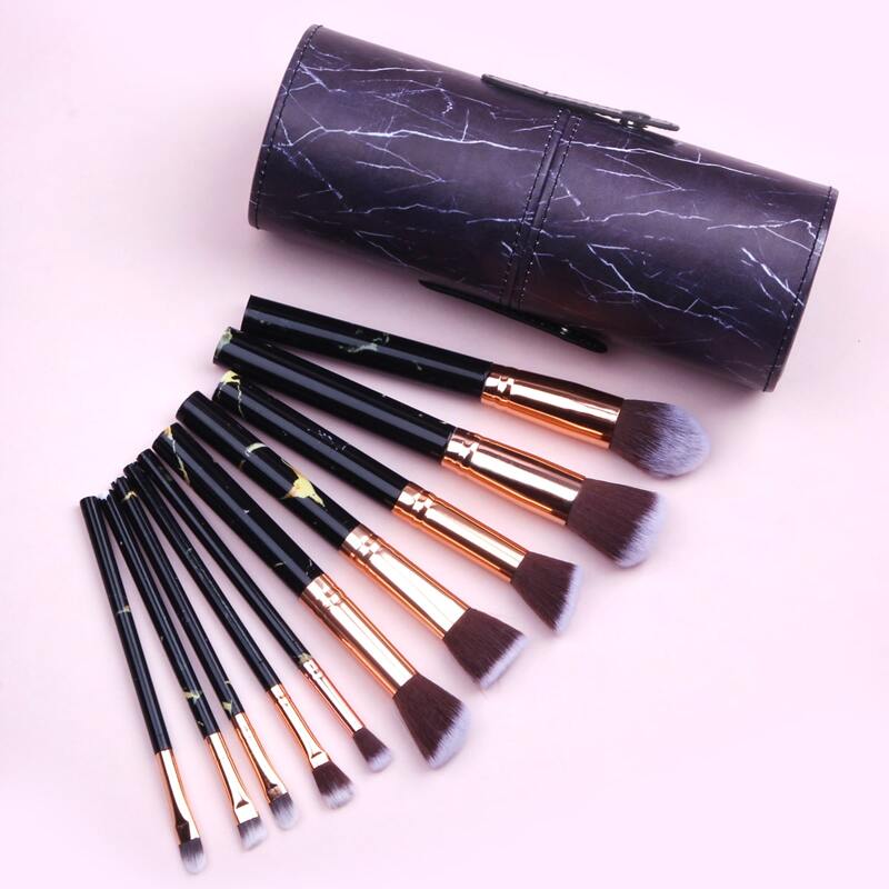 

10pcs Makeup Brush Set & 1pc Storage Box, Black