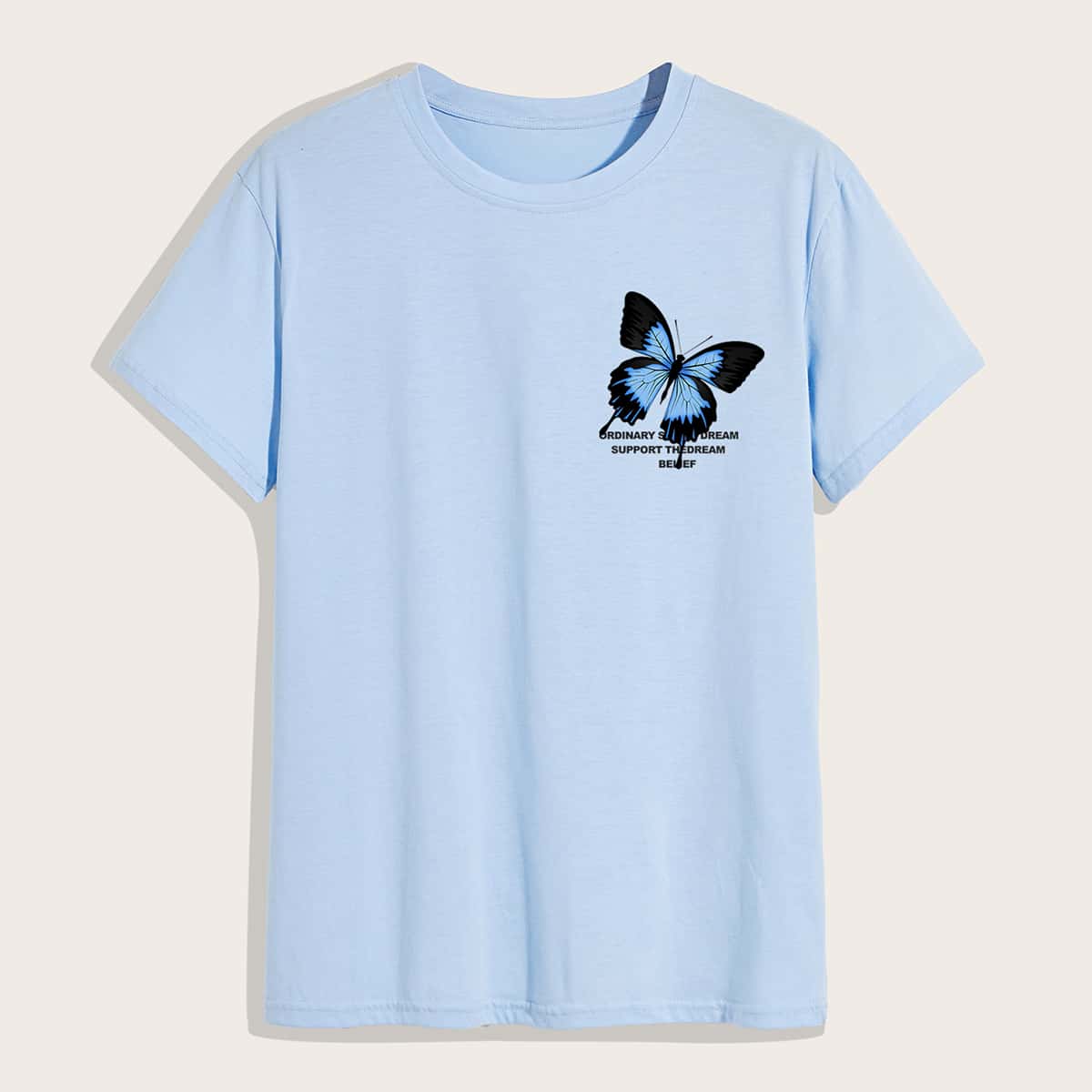 

Guys Letter Butterfly Graphic Tee, Baby blue