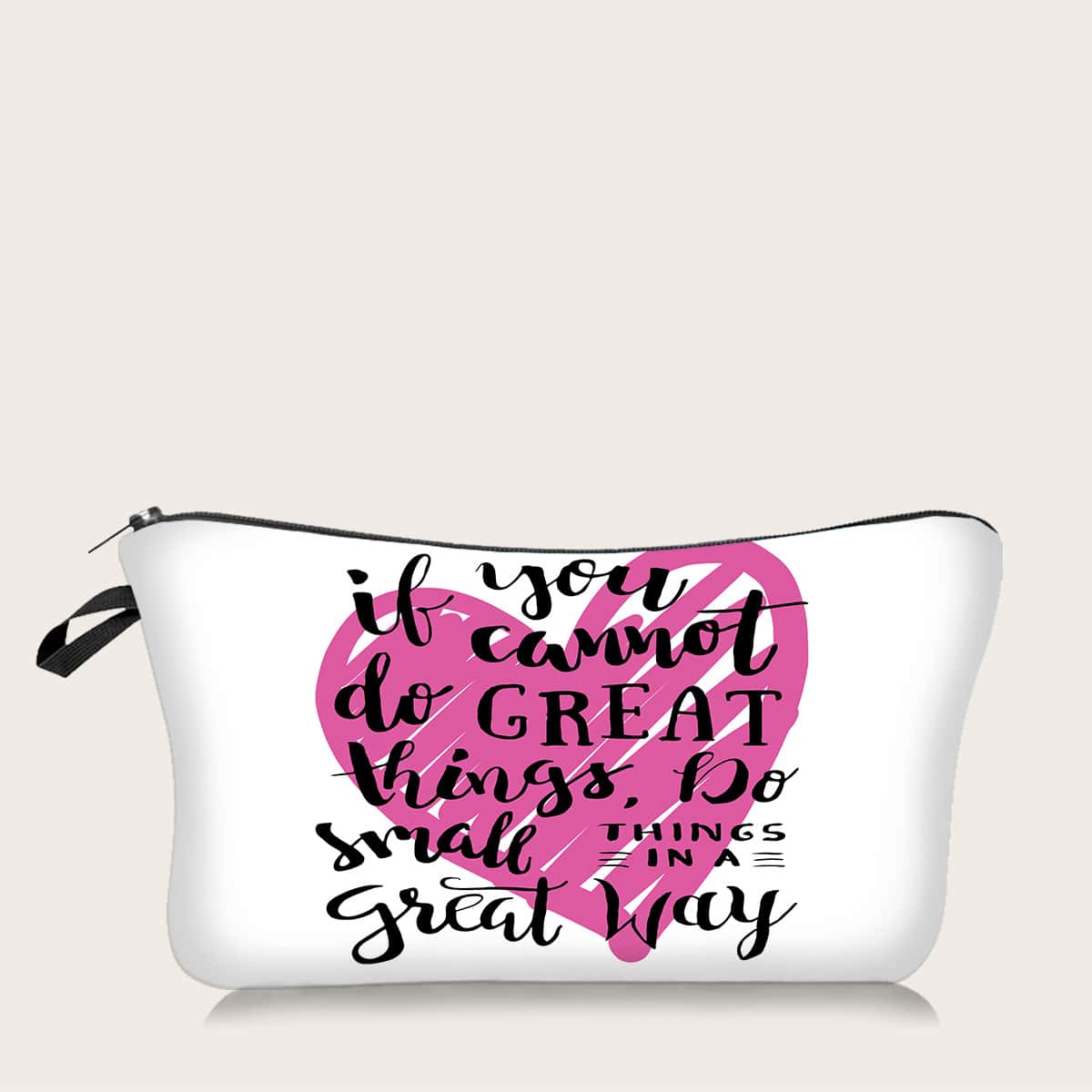 

Letter Graphic Zipper Makeup Bag, Hot pink