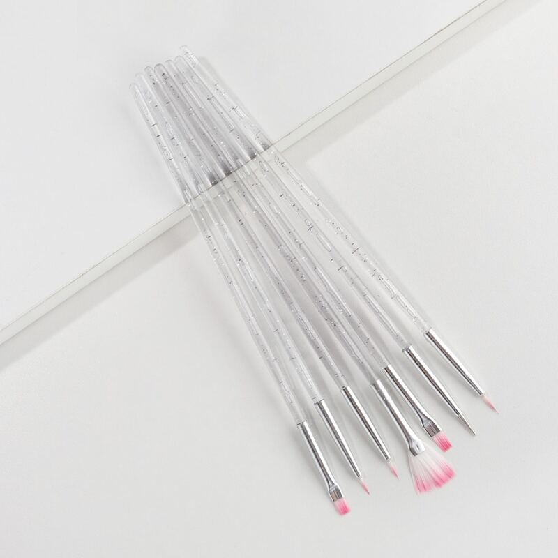 

7pcs Glitter Handle Nail Art Pen, Clear
