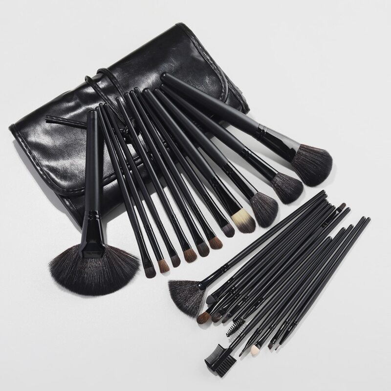 

24pcs Makeup Brush Set & 1pc Storage Bag, Black