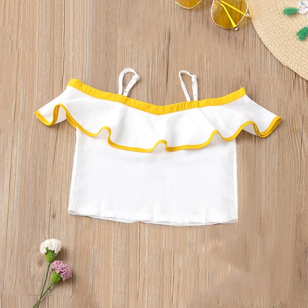 

Toddler Girls Cold Shoulder Ruffle Blouse, White