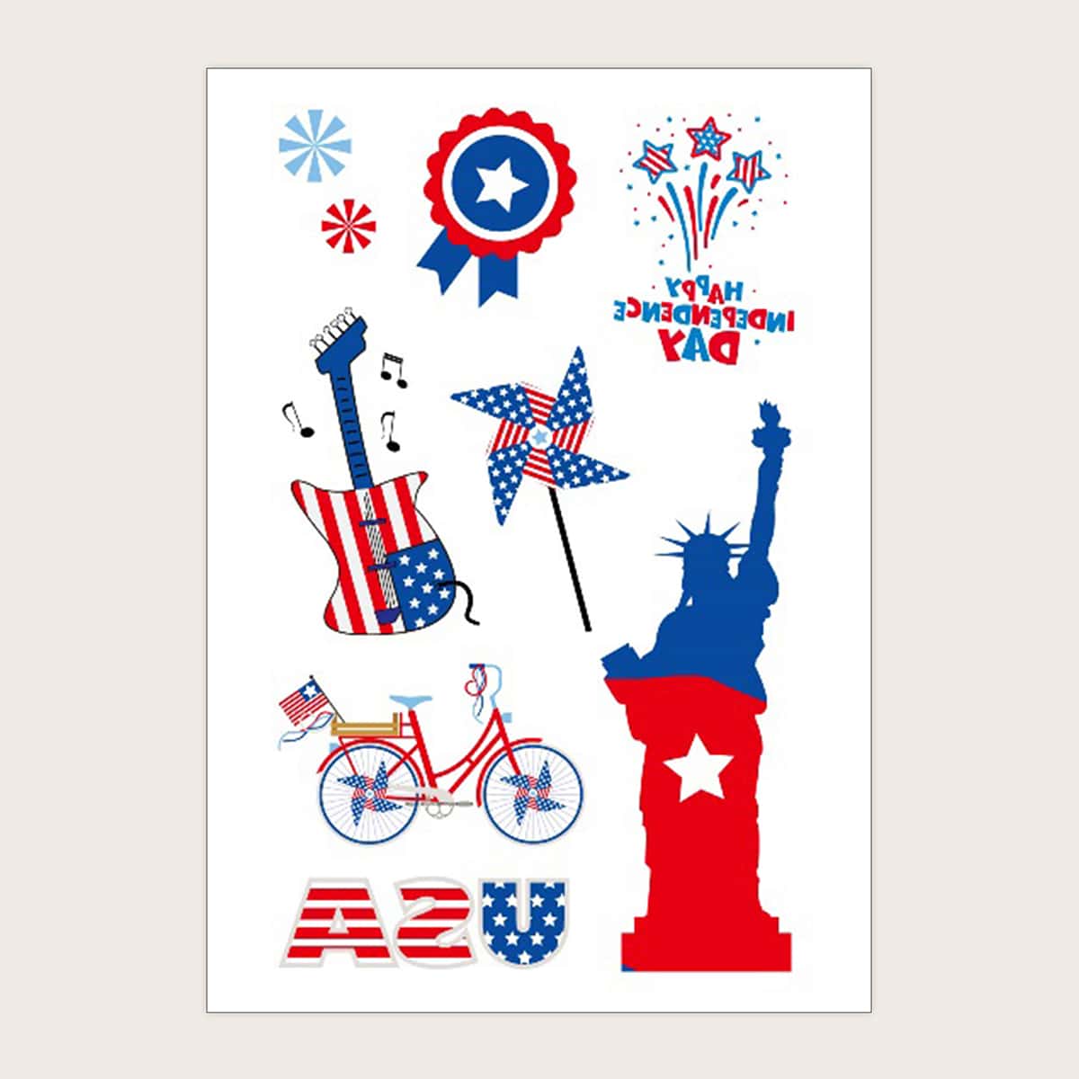 

1sheet American Flag Tattoo Sticker, Multicolor