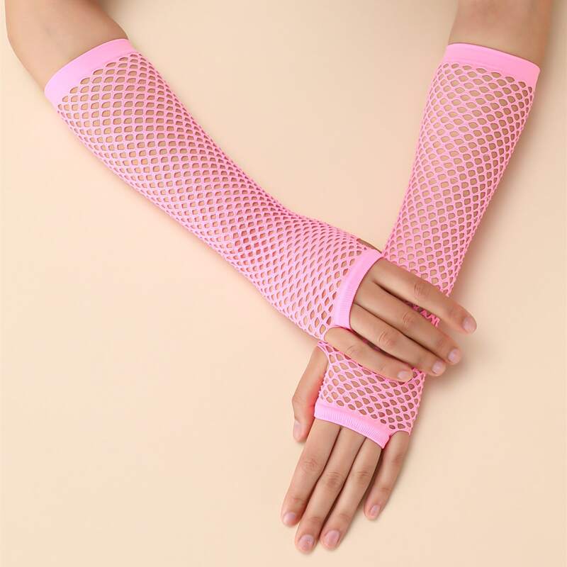 

Fishnet Long Gloves, Pink
