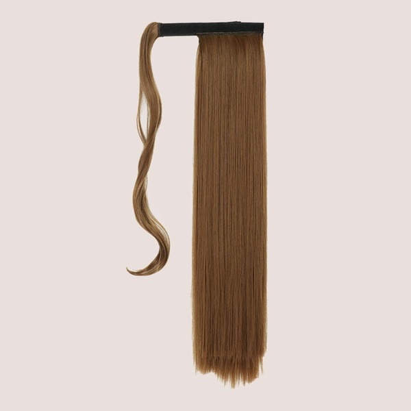 

1pc Long Straight Hairpiece With Velcro, Brown