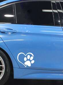 1张心形爪印汽车贴纸，适合作为送给男友或家人的装饰礼物 - 白色 - 查看 2