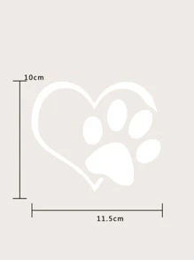 1张心形爪印汽车贴纸，适合作为送给男友或家人的装饰礼物 - 白色 - 查看 3