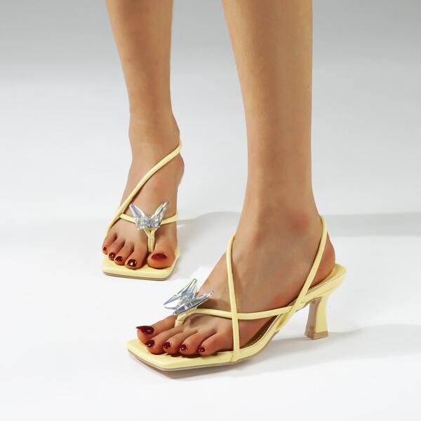 

Butterfly Decor Slingback Thong Sandals, Yellow