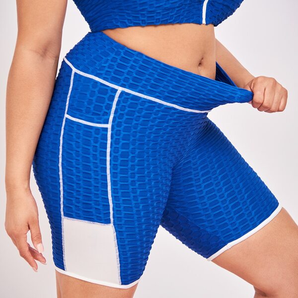 

Plus Textured Sports Shorts & Phone Pocket, Blue