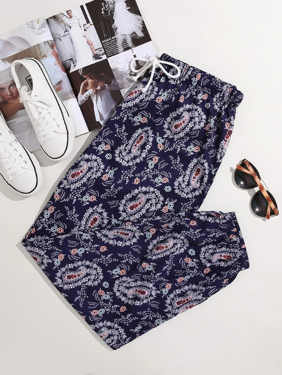 بنطلون نحيل بطباعة بلوري مقاس كبير