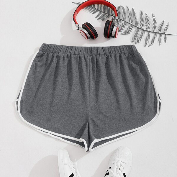 

Plus Contrast Binding Track Shorts, Grey