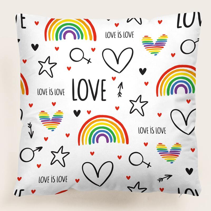 

LGBT Rainbow Pattern Cushion Cover Without Filler, Multicolor