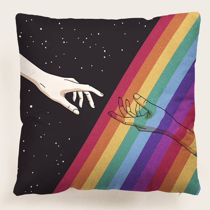 

Rainbow Stripe Cushion Cover Without Filler, Multicolor