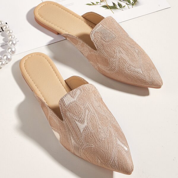

Allover Graphic Loafer Mules, Apricot