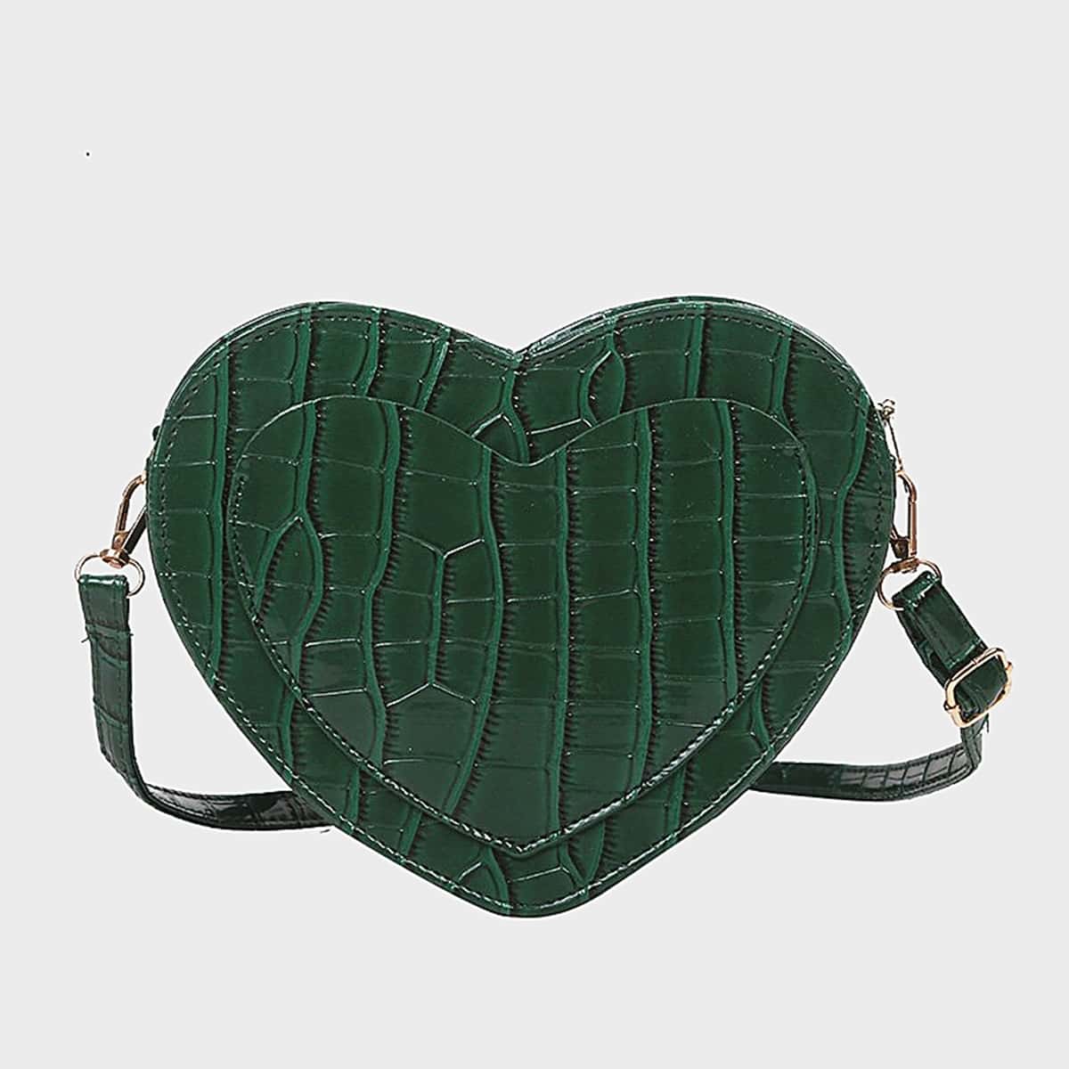 

Heart Shaped Crossbody Bag, Green