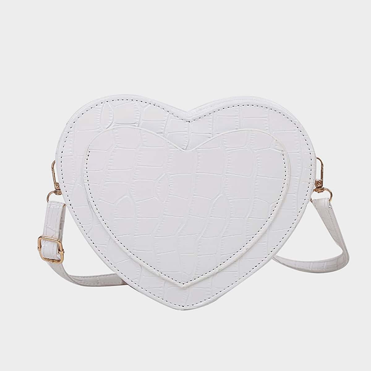 

Heart Crossbody Bag, White
