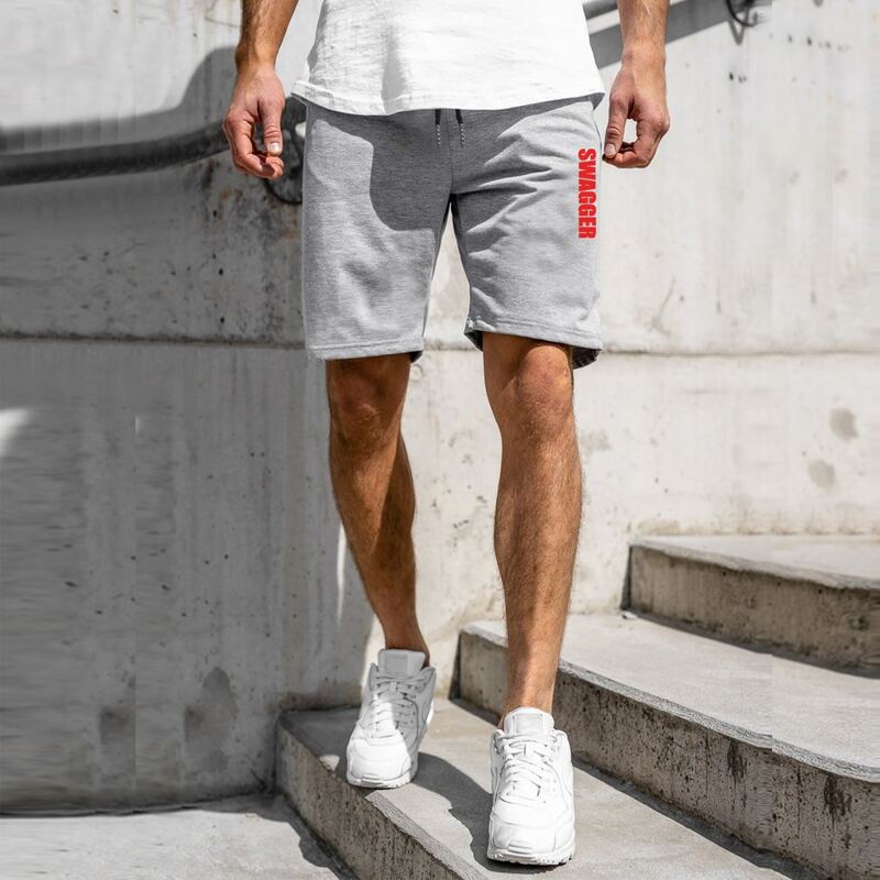 

Guys Letter Drawstring Shorts, Light grey