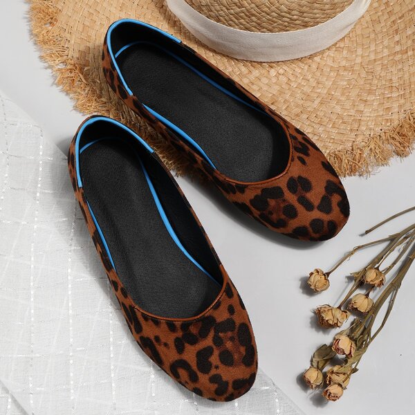 

Leopard Slip On Flats, Coffee brown