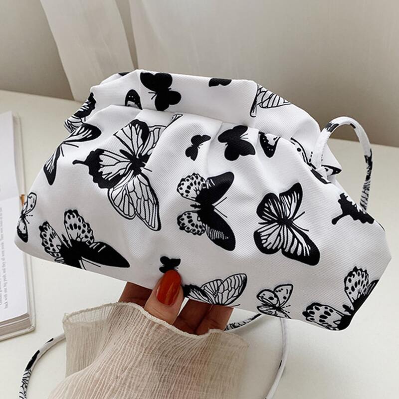 

Butterfly Graphic Crossbody Bag, Black and white