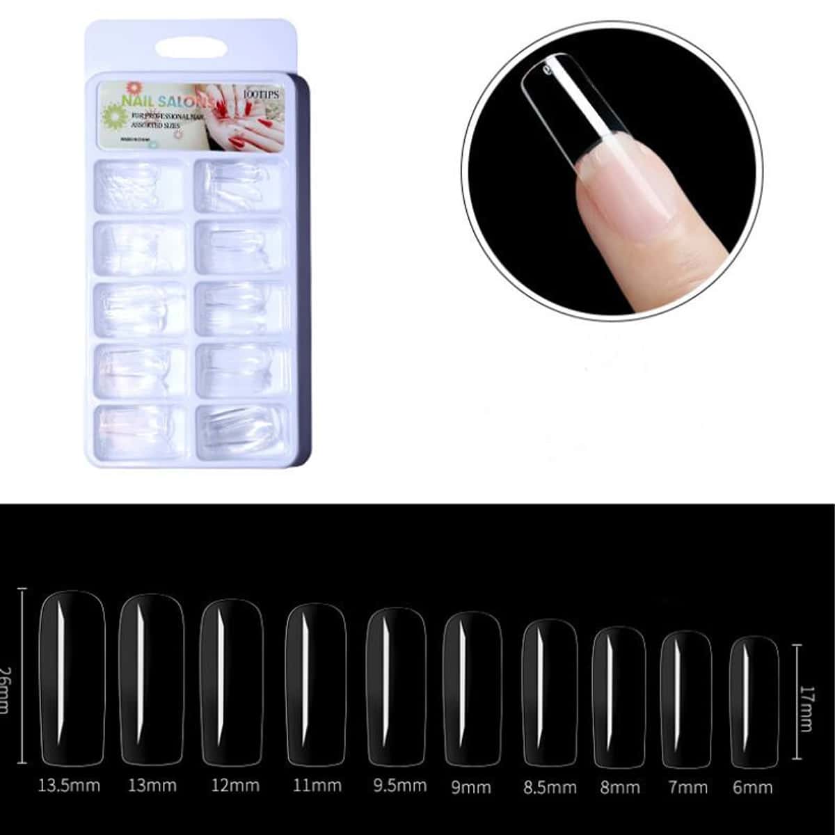 

100pcs Clear Fake Nail
