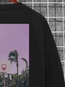 Manfinity Men Letter Graphic Sweatshirt - Black - View 4