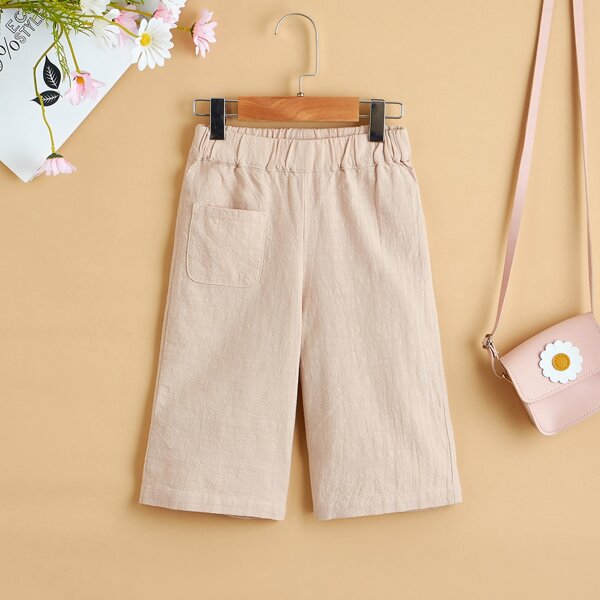 

Toddler Girls Solid Pocket Patched Shorts, Khaki