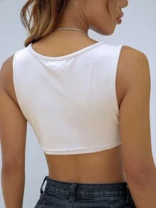 Scoop Neck Chinese Dragon Graphic Tank Top - White - View 2