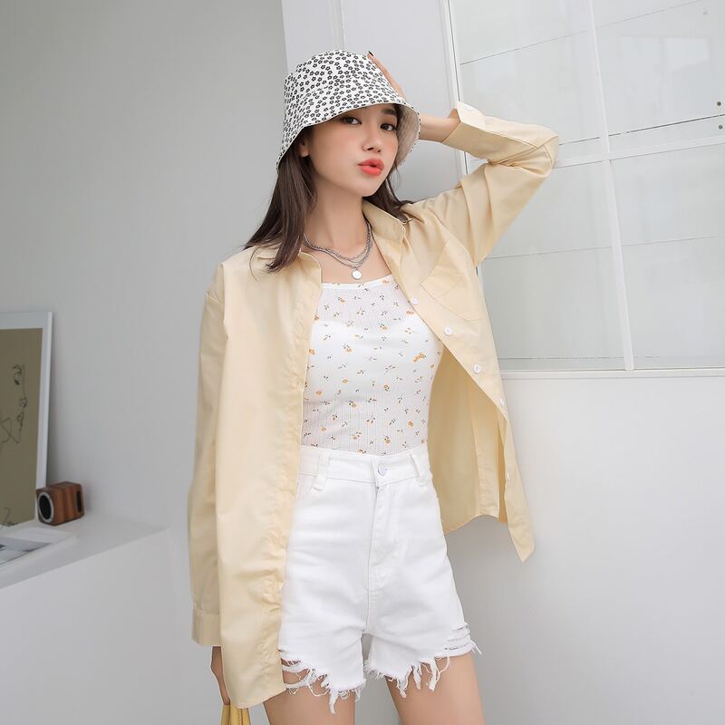

Drop Shoulder Solid Tunic Blouse, Beige