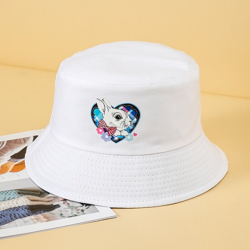 

Rabbit Pattern Bucket Hat, White