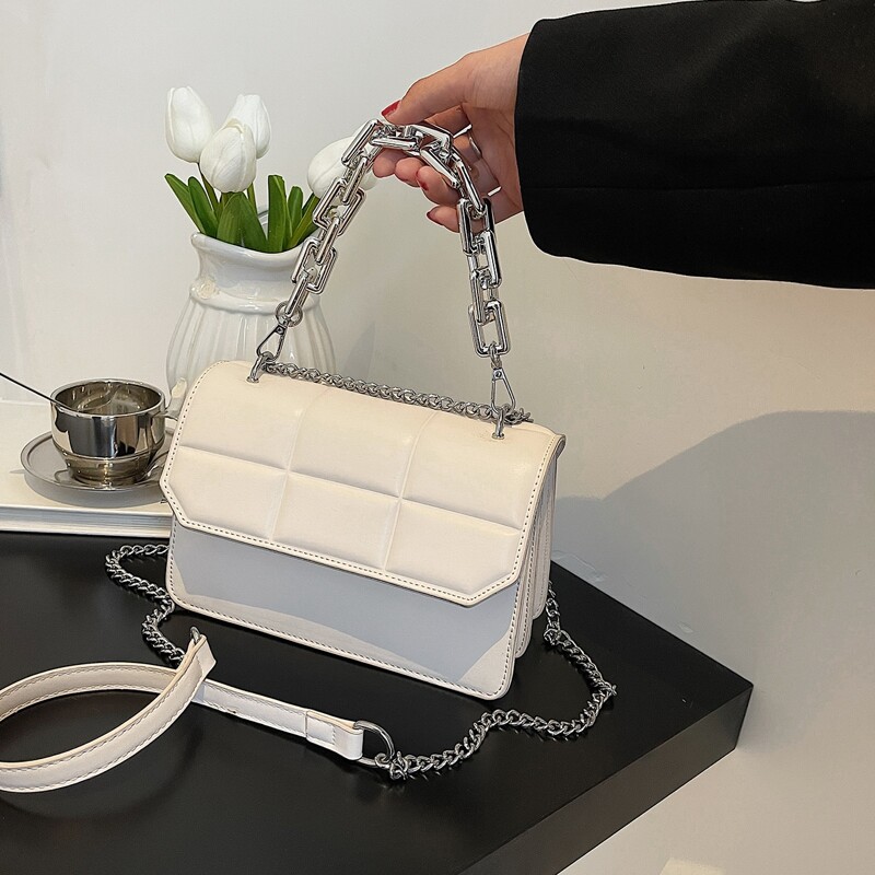 

Chain Satchel Bag, White