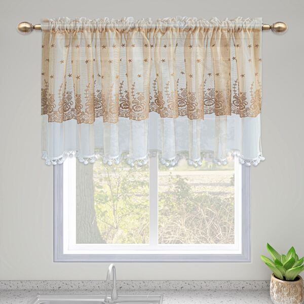 

Embroidery Detail Single Panel Valance, Khaki
