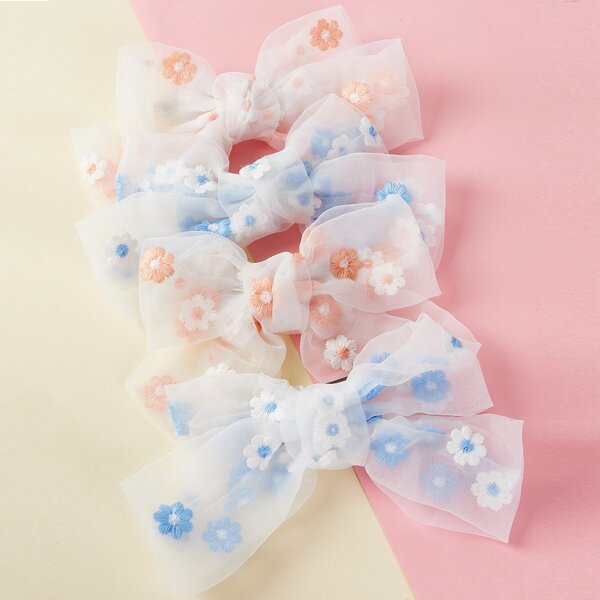 

4pcs Girls Bow Decor Hair Clip, Multicolor