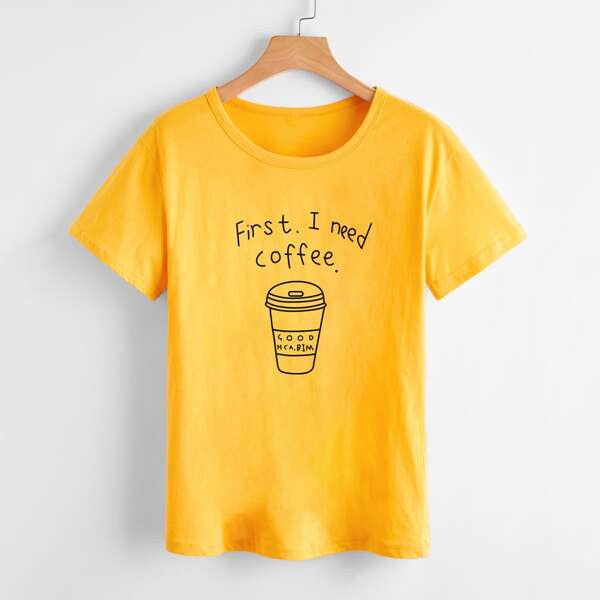 

Plus Slogan And Graphic Print Tee, Yellow