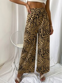 Pantalones Estampado de Cebra Casual - Multicolor - Ver 1