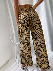 Pantalones Estampado de Cebra Casual - Multicolor - Ver 2