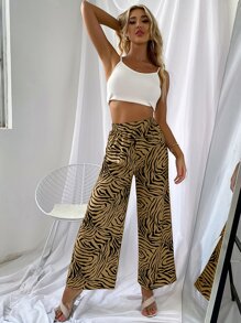 Pantalones Estampado de Cebra Casual - Multicolor - Ver 3