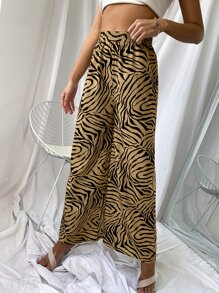 Pantalones Estampado de Cebra Casual - Multicolor - Ver 4