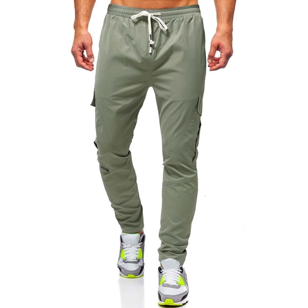 

Men Drawstring Waist Flap Pocket Cargo Pants, Army green