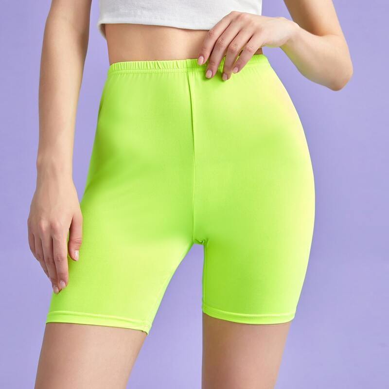 

Solid Biker Shorts, Lime green