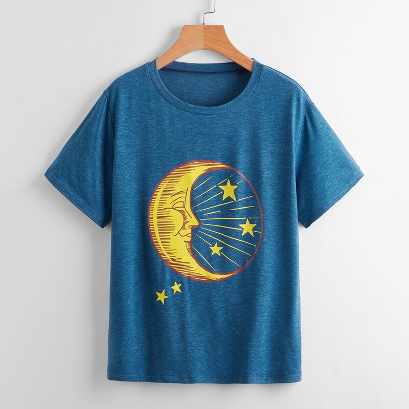 

Star & Moon Graphic Tee, Blue