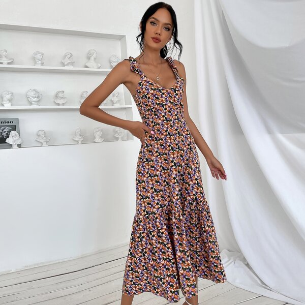 

Floral Print Tie Back Cami Dress, Multicolor
