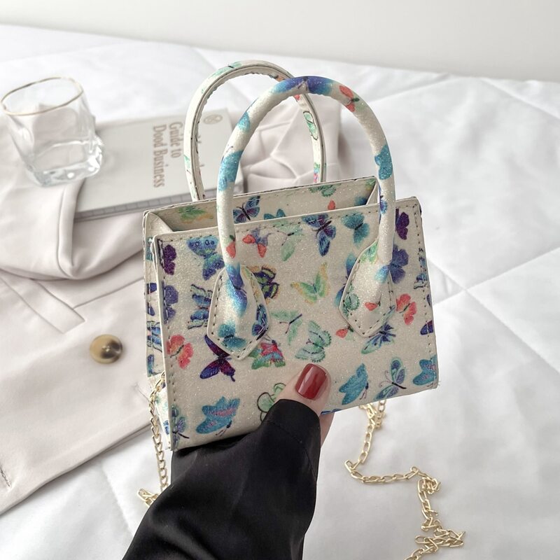 

Butterfly Graphic Satchel Bag, Multicolor