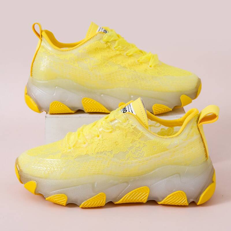

Lace-up Front Chunky Sneakers, Yellow